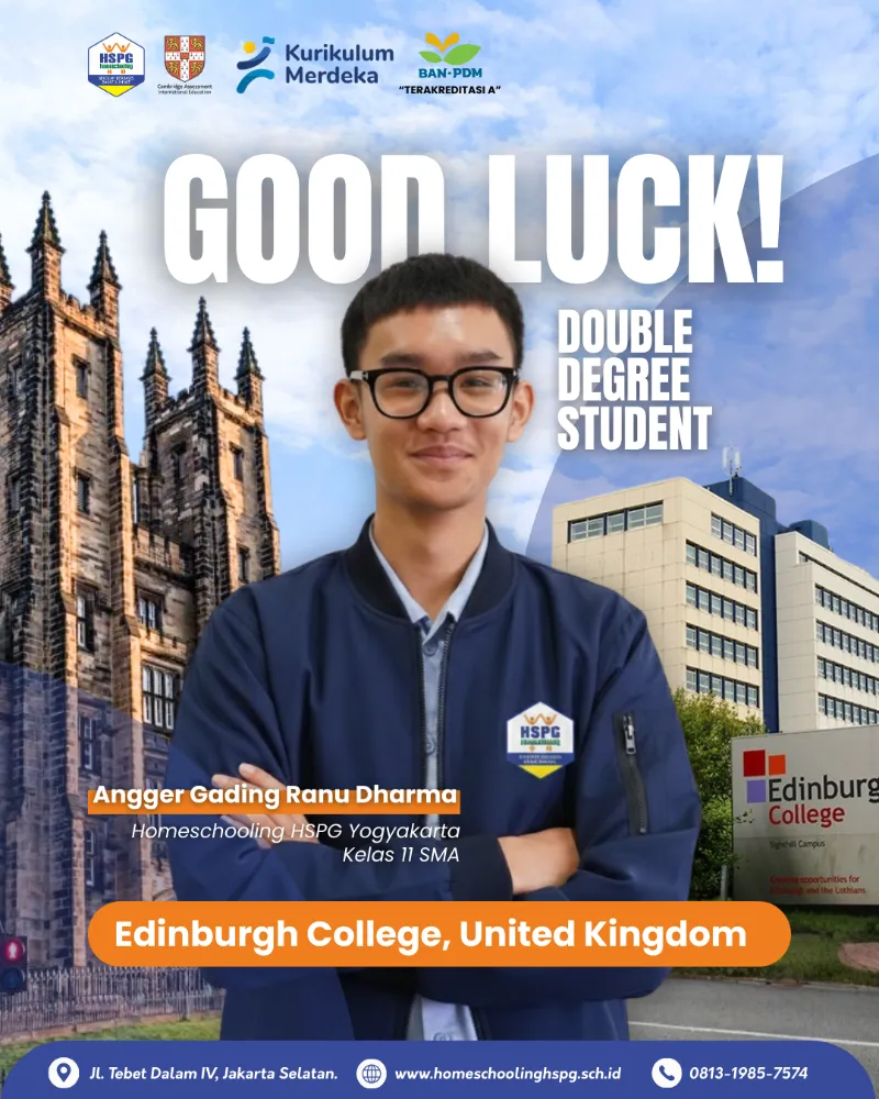 Angger, siswa HSPG, sebelum berangkat ke Edinburgh College