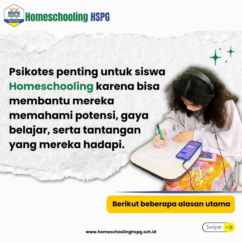 Infografik: psikotes membantu siswa homeschooling memahami potensi, gaya belajar, dan tantangan yang mereka hadapi